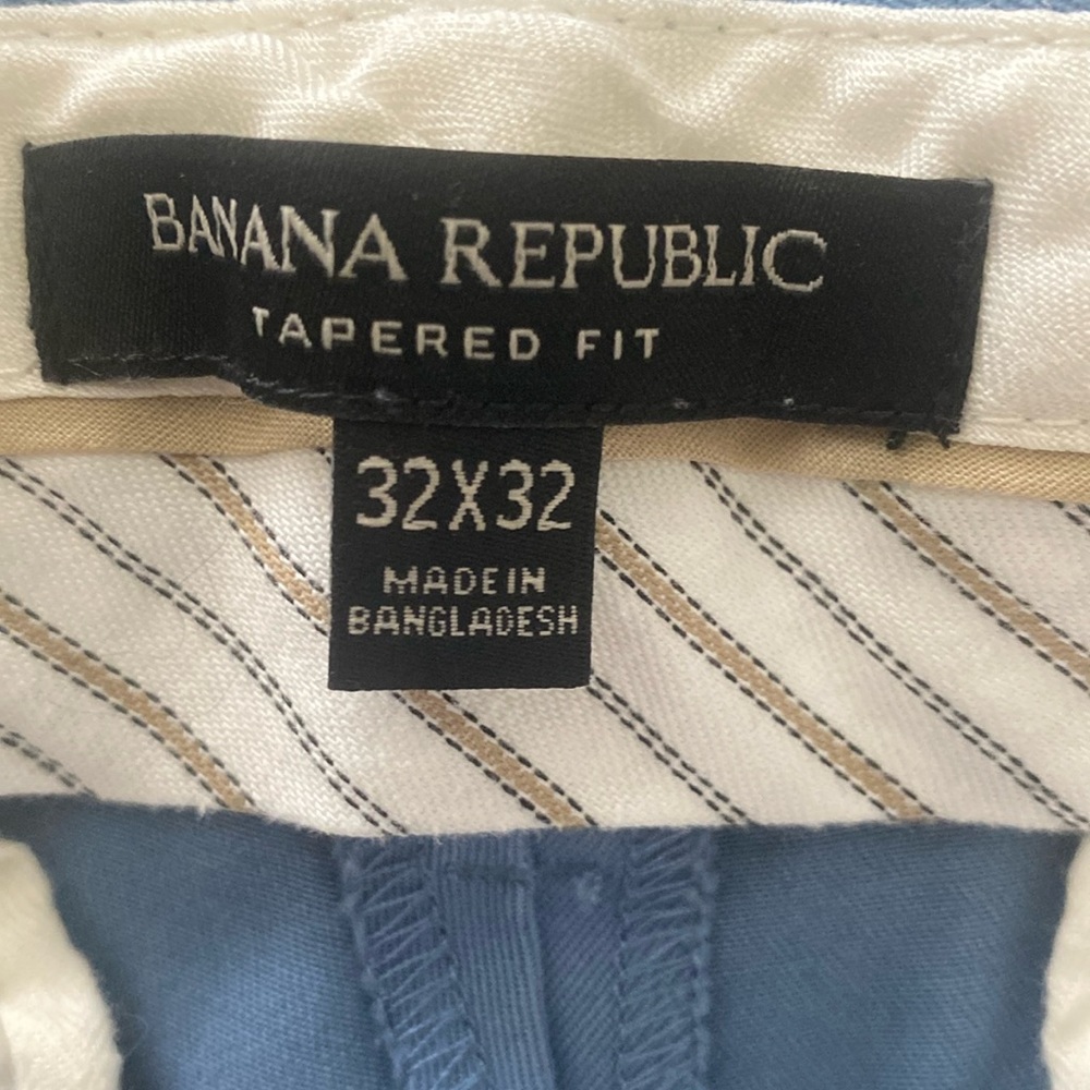 Banana Republic Tapered Fit Chino Pants EUC Size 32 X 32 Coastal Blue Flat Front - Picture 2 of 6